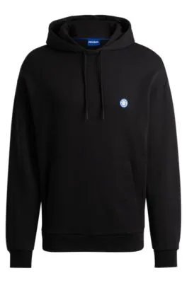 Cotton-terry hoodie with Happy HUGO logo