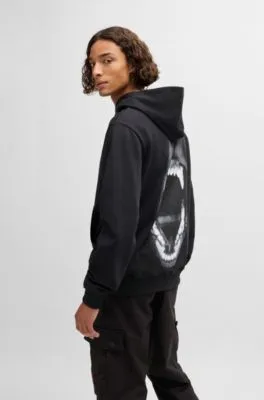 Cotton-terry regular-fit hoodie with animal graphics