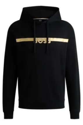 Cotton-terry regular-fit hoodie with foil-print logo