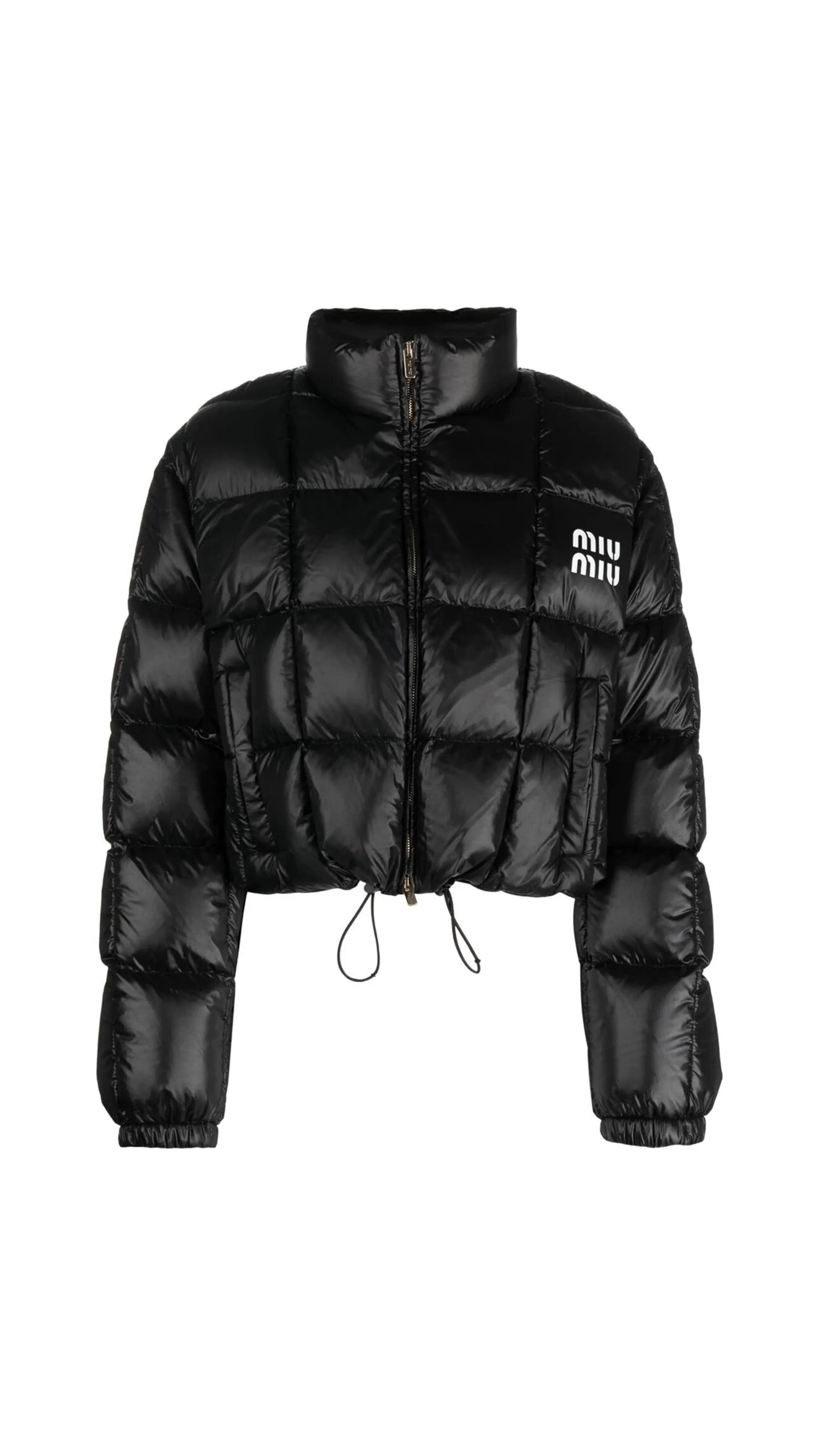 Cropped Nylon Down Jacket - Black