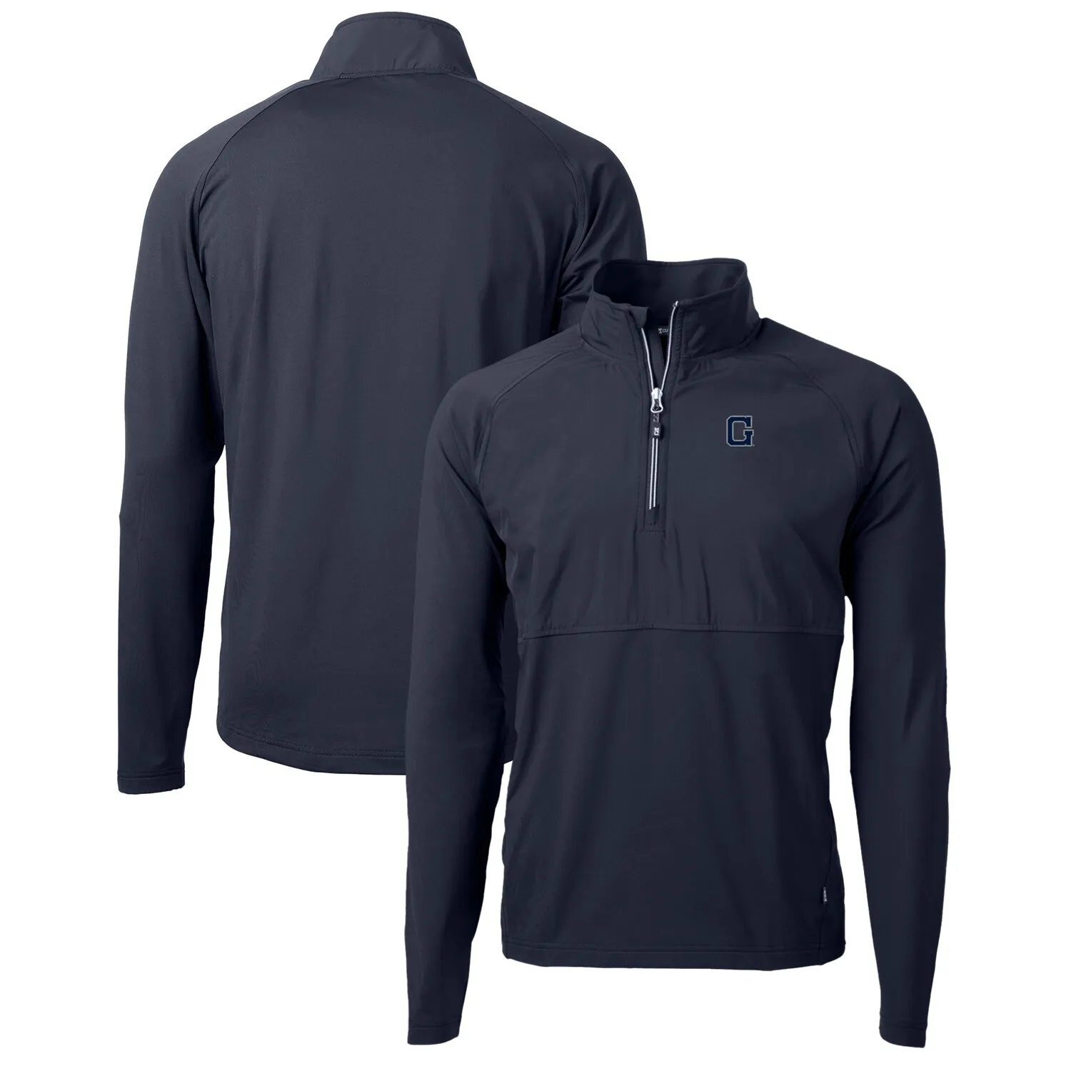 Cutter & Buck Georgetown Hoyas Navy Adapt Eco Knit Hybrid Recycled Full-Zip Logo Jacket