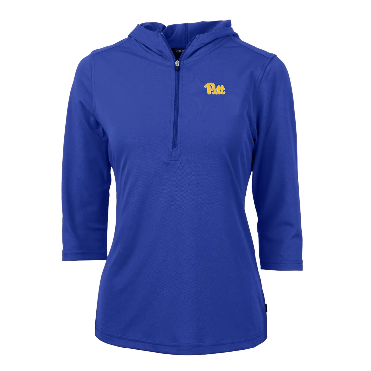 Cutter & Buck Pitt Panthers Women's Royal Virtue Eco Pique Half-Zip 3/4 Sleeve Pullover Hoodie