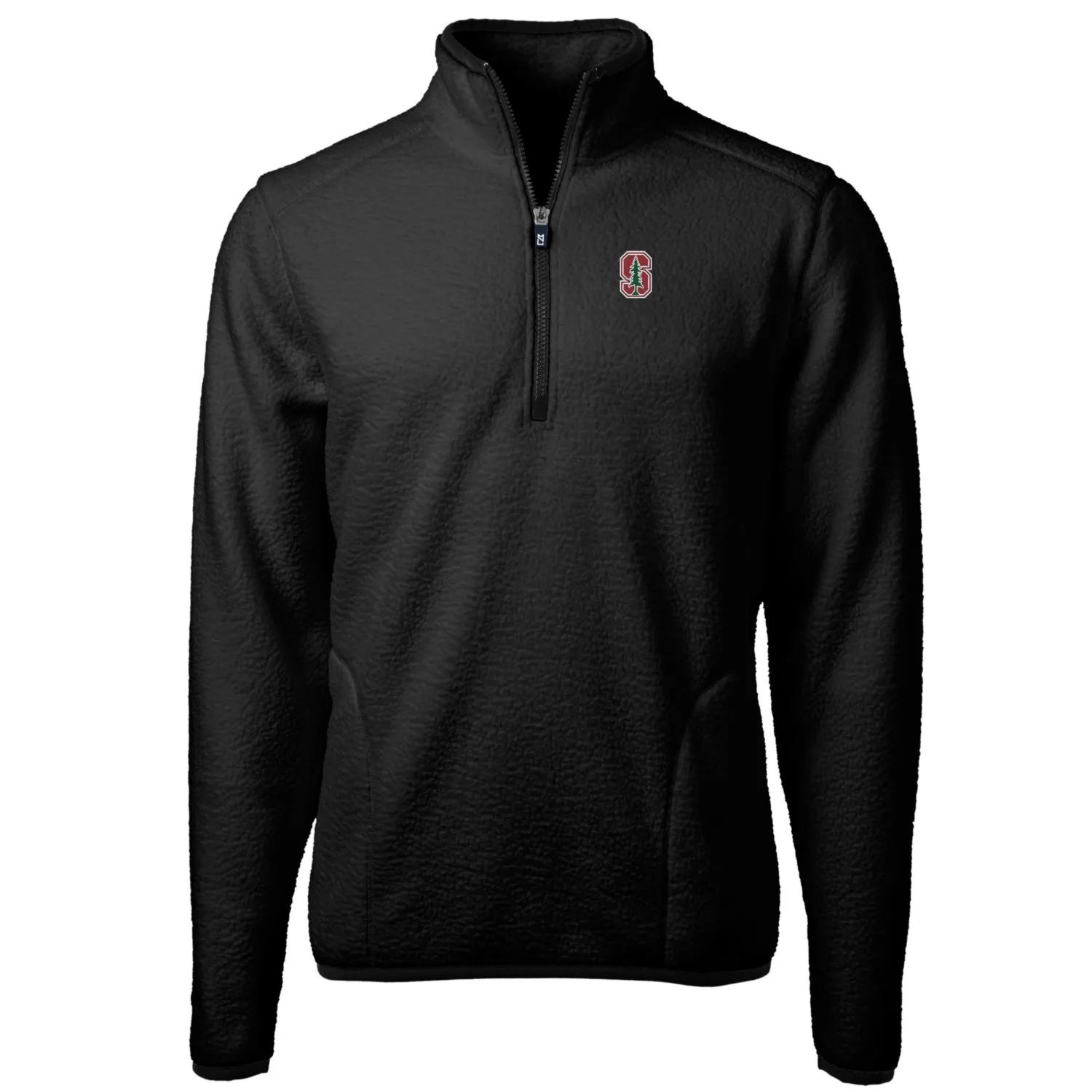 Cutter & Buck Stanford Cardinal Black Team Logo Cascade Eco Sherpa Fleece Quarter-Zip Pullover Jacket