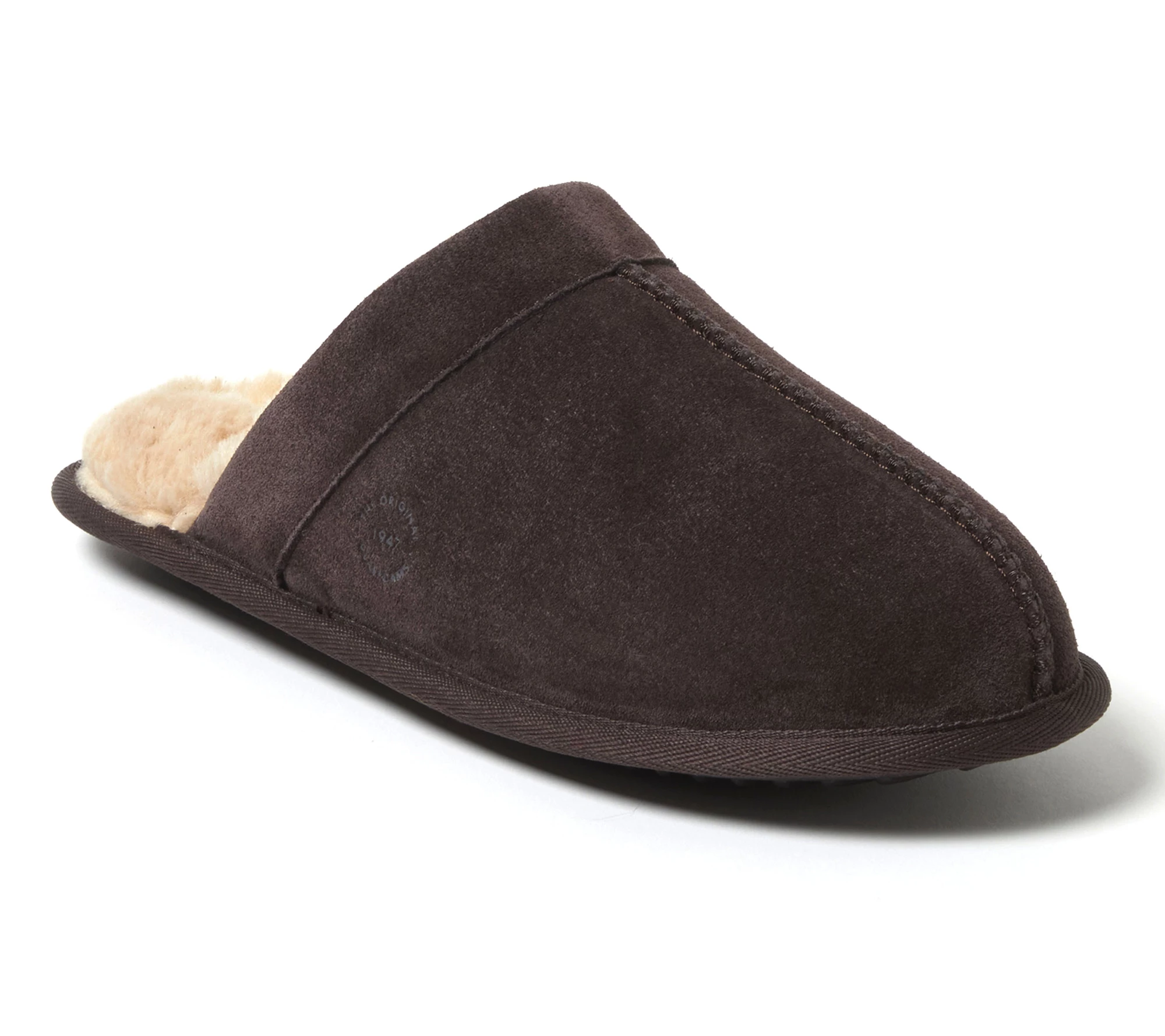 Dearfoams Men's Indoor/Outdoor Genuine Suede Scuff Slipper