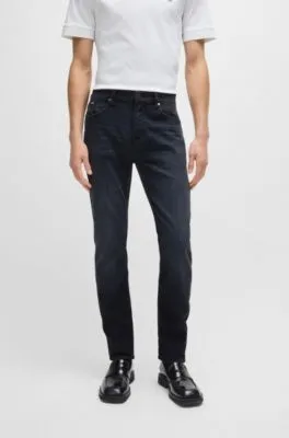 Delaware Slim-fit jeans in black super-soft Italian denim