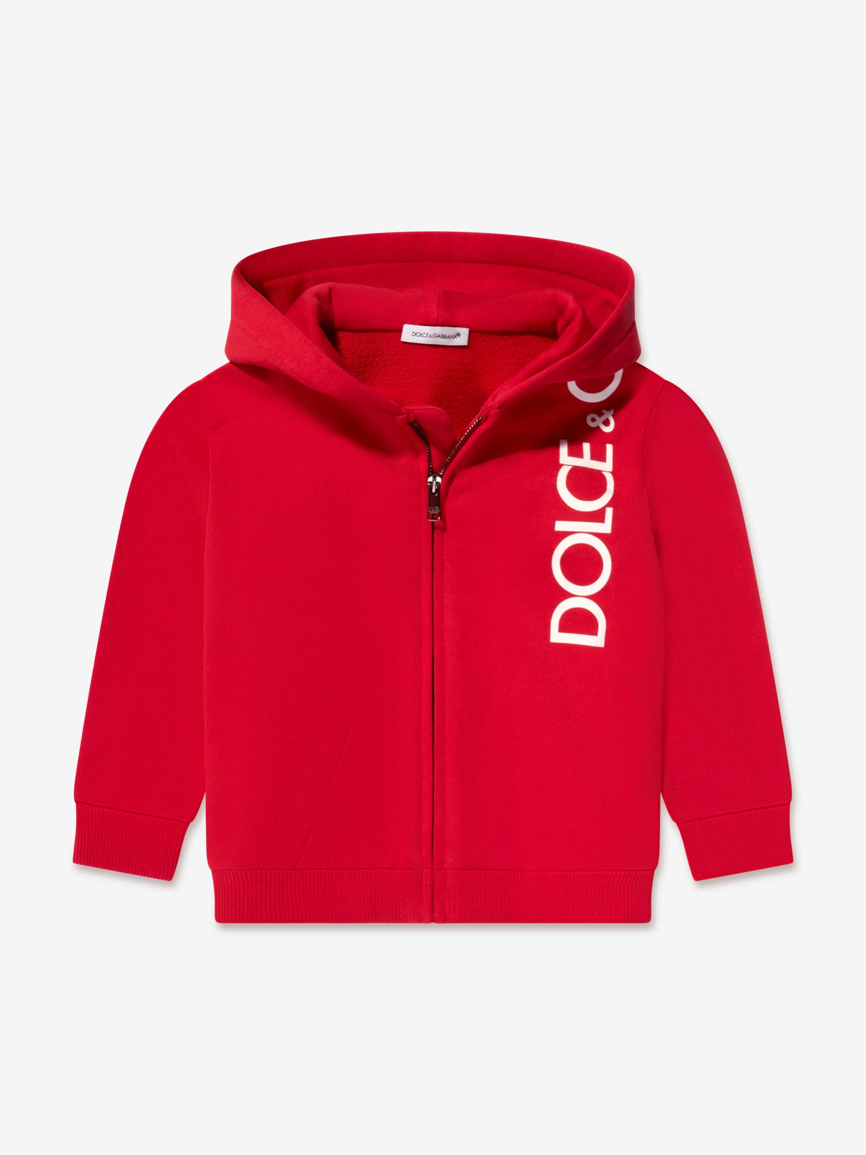 Dolce & Gabbana Baby Logo Zip Up Hoodie in Red