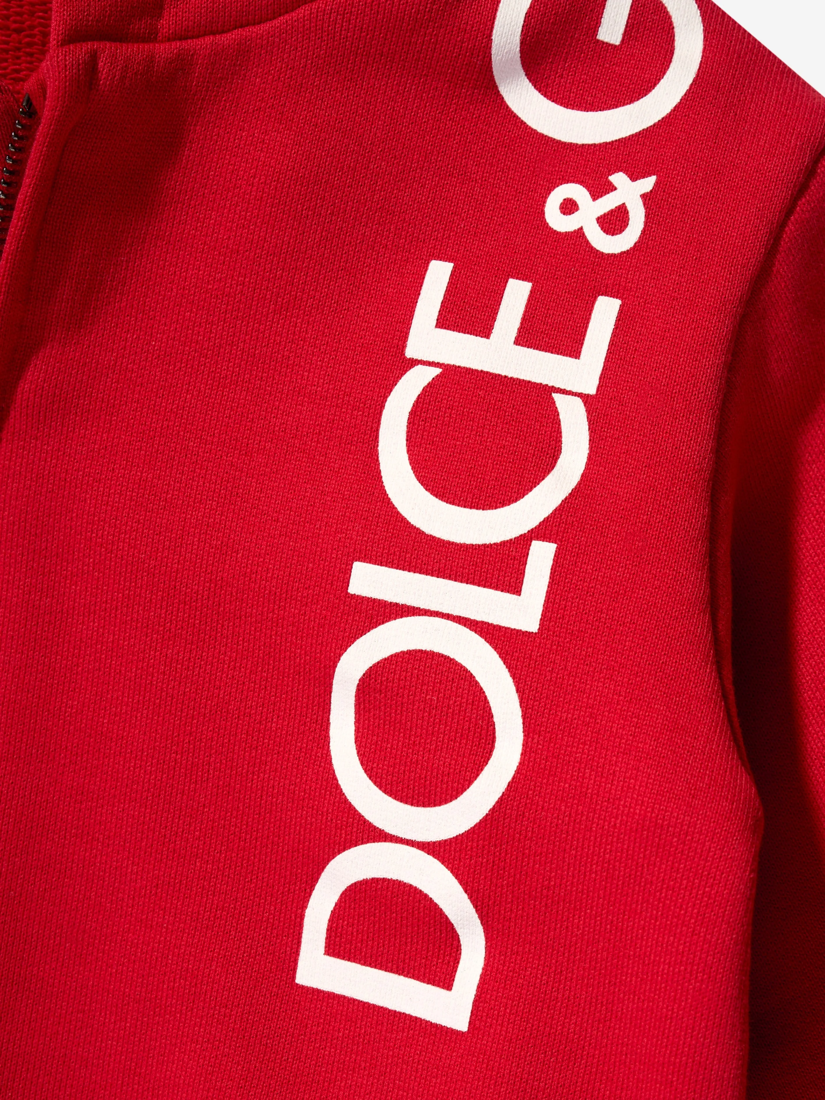 Dolce & Gabbana Baby Logo Zip Up Hoodie in Red