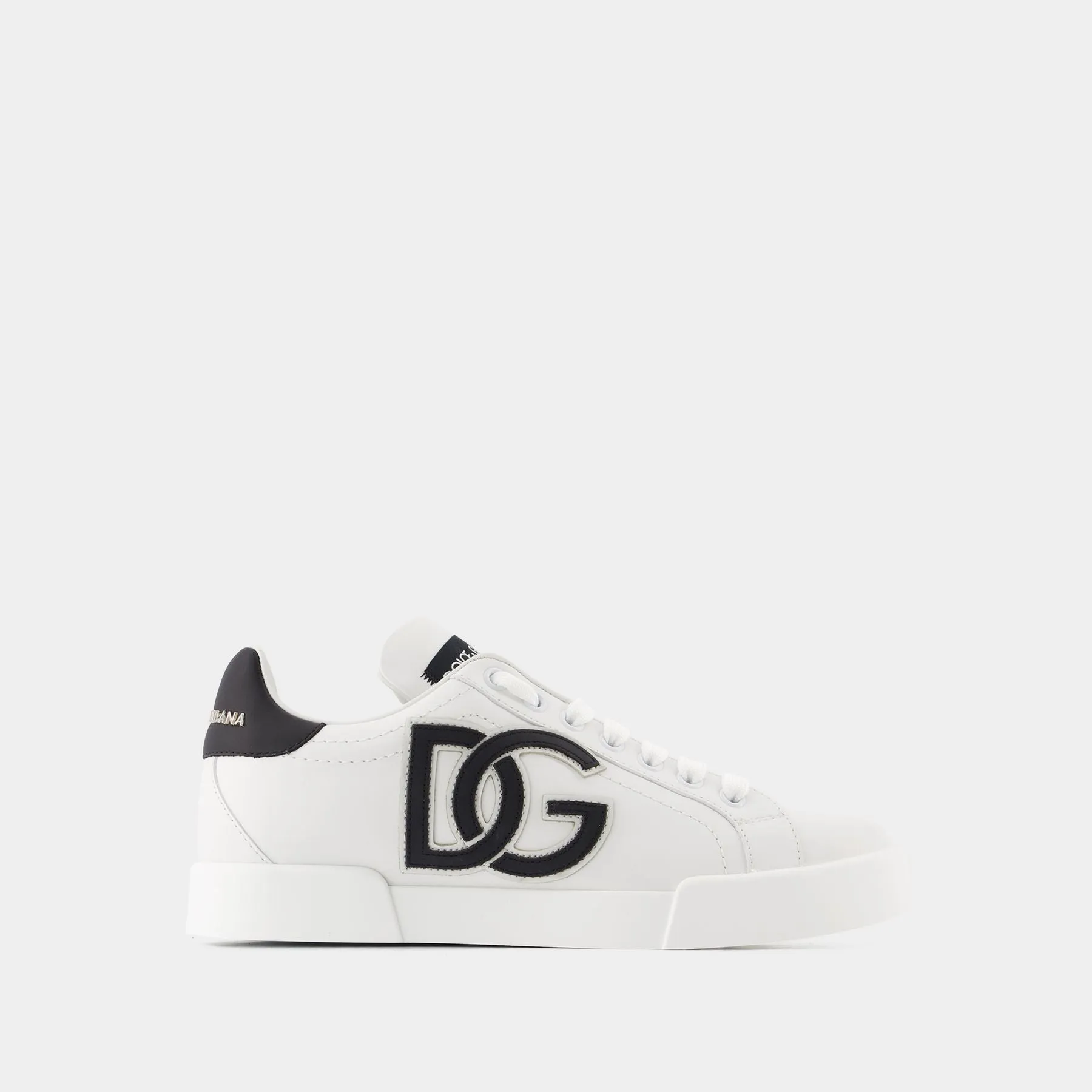 Dolce&Gabbana  Portofino Logo-Print Sneakers - Dolce&Gabbana - Leather - Black/ White