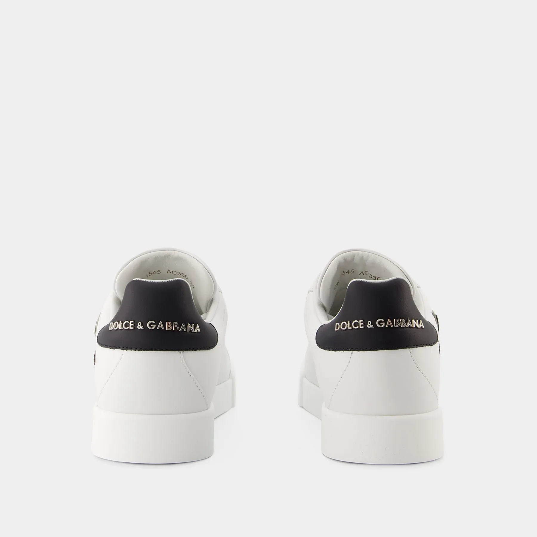 Dolce&Gabbana  Portofino Logo-Print Sneakers - Dolce&Gabbana - Leather - Black/ White