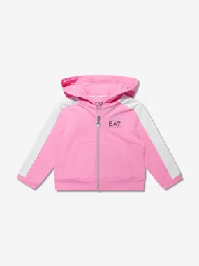 EA7 Emporio Armani Girls Train Colourblock Zip Up Hoodie in Pink