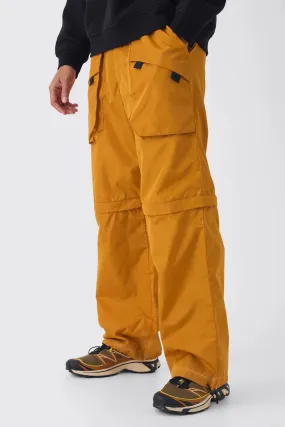 Elasticated Waist Baggy Nylon Zip Off Convertible Trousers