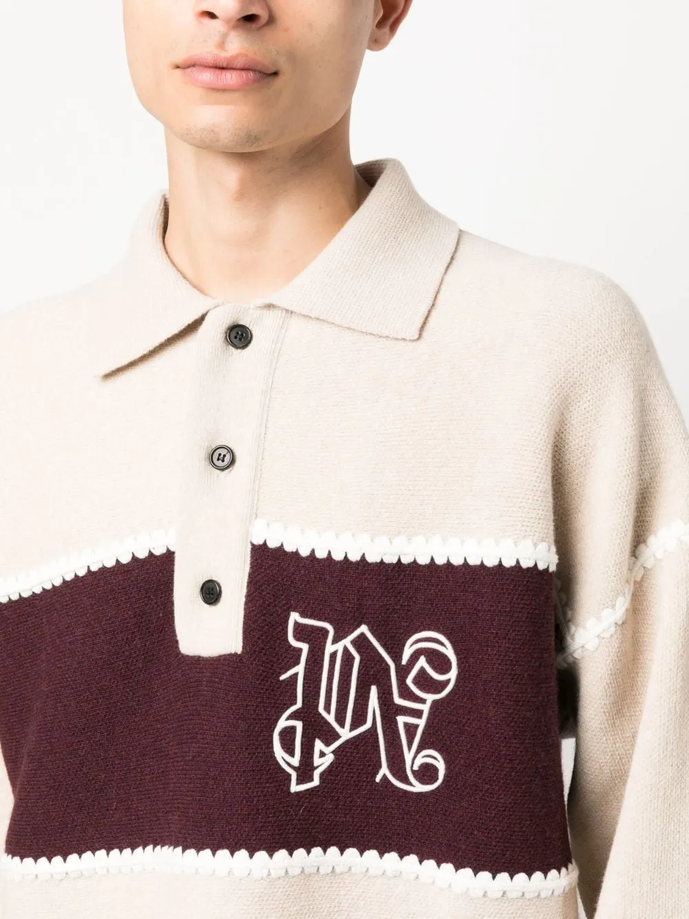 EMBROIDERED-MONOGRAM KNIT POLO SHIRT