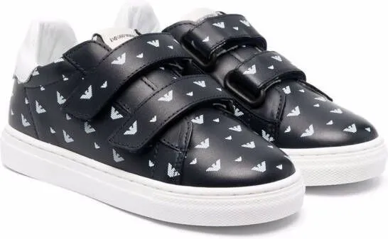 Emporio Ar i Kids logo-print touch-strap sneakers Blue