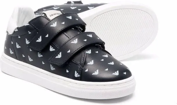 Emporio Ar i Kids logo-print touch-strap sneakers Blue