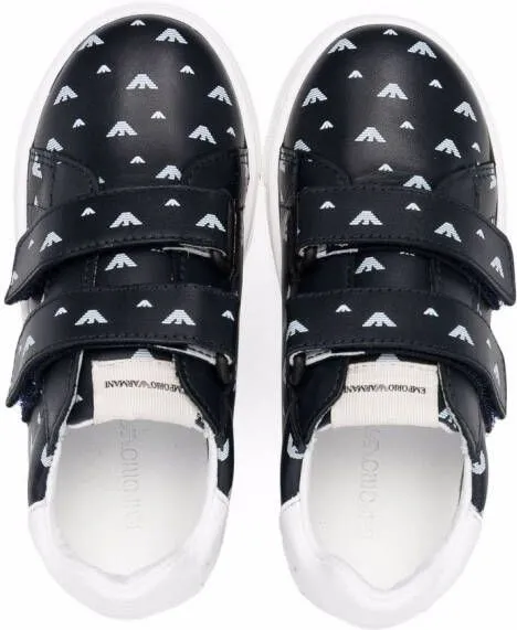 Emporio Ar i Kids logo-print touch-strap sneakers Blue