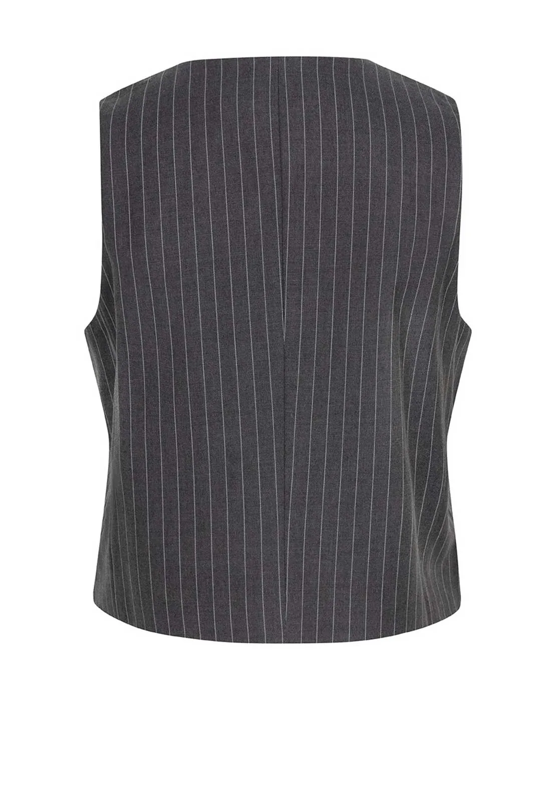 Esqualo Pinstripe Button Up Waistcoat, Dark Grey