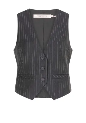 Esqualo Pinstripe Button Up Waistcoat, Dark Grey