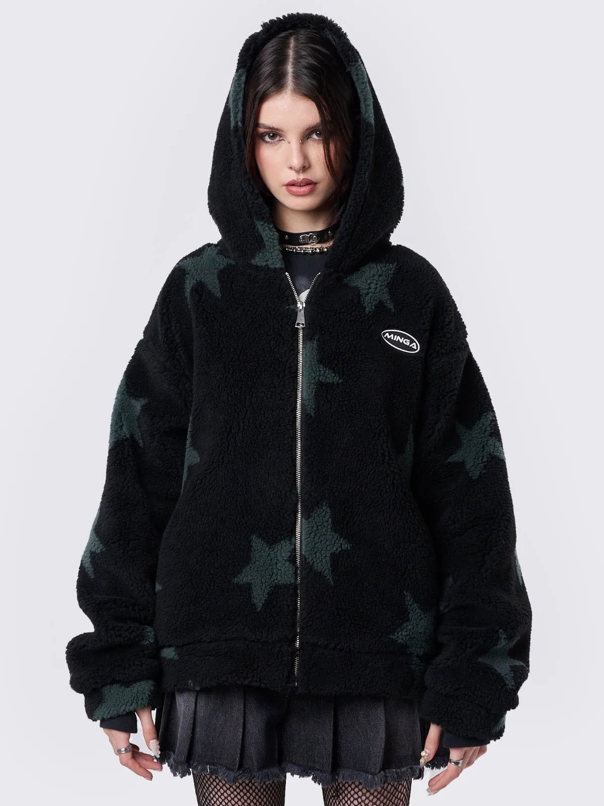 Fallen Star Fleece Zip Up Hooded Jacket