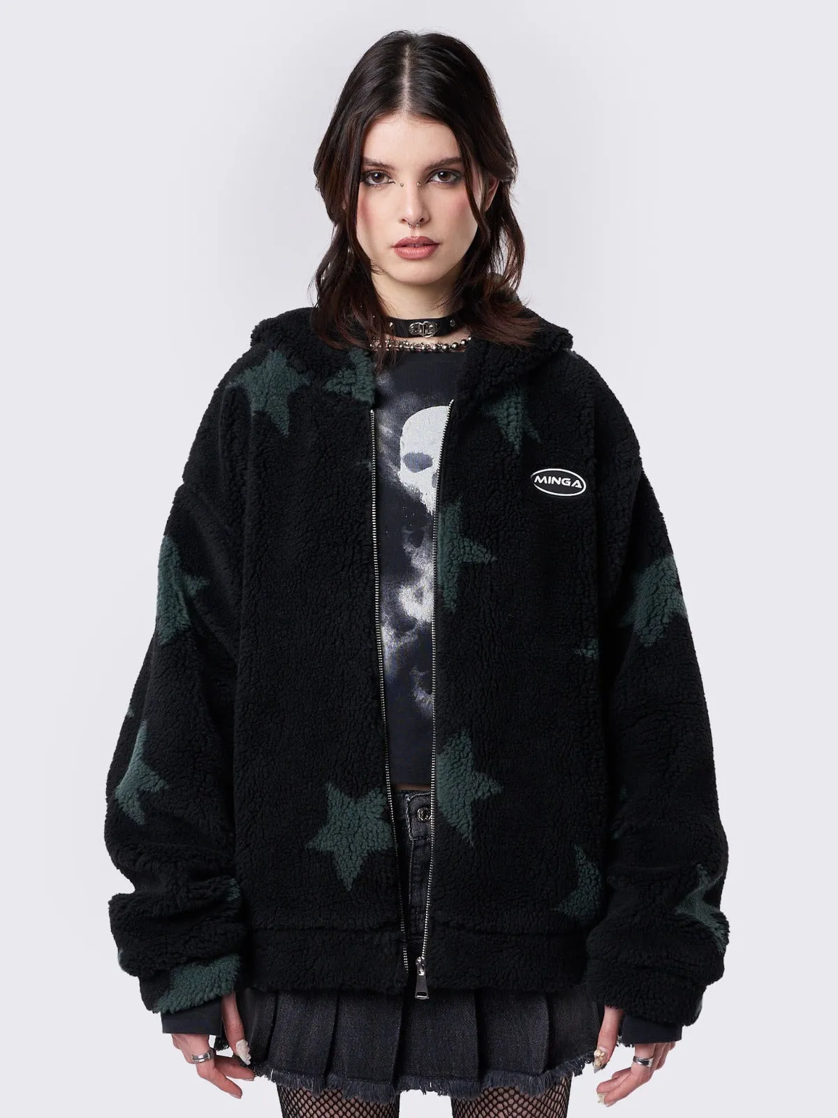 Fallen Star Fleece Zip Up Hooded Jacket