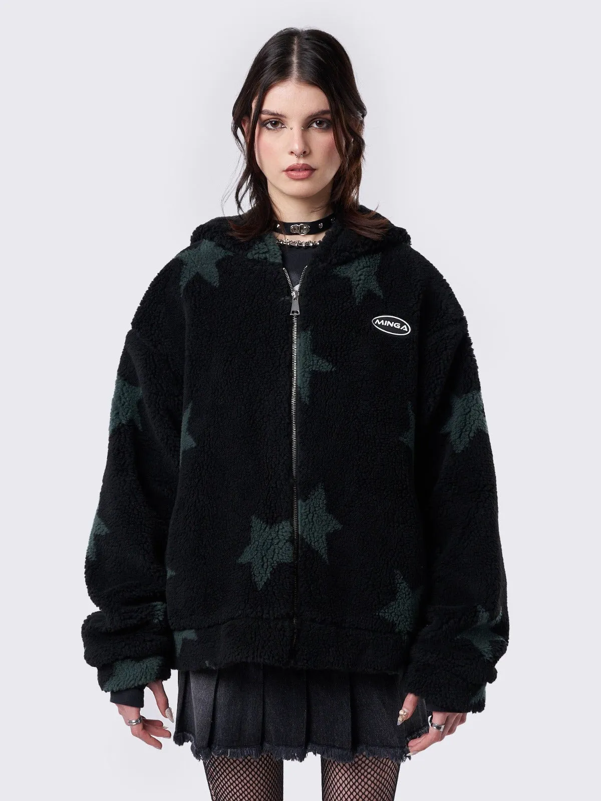 Fallen Star Fleece Zip Up Hooded Jacket