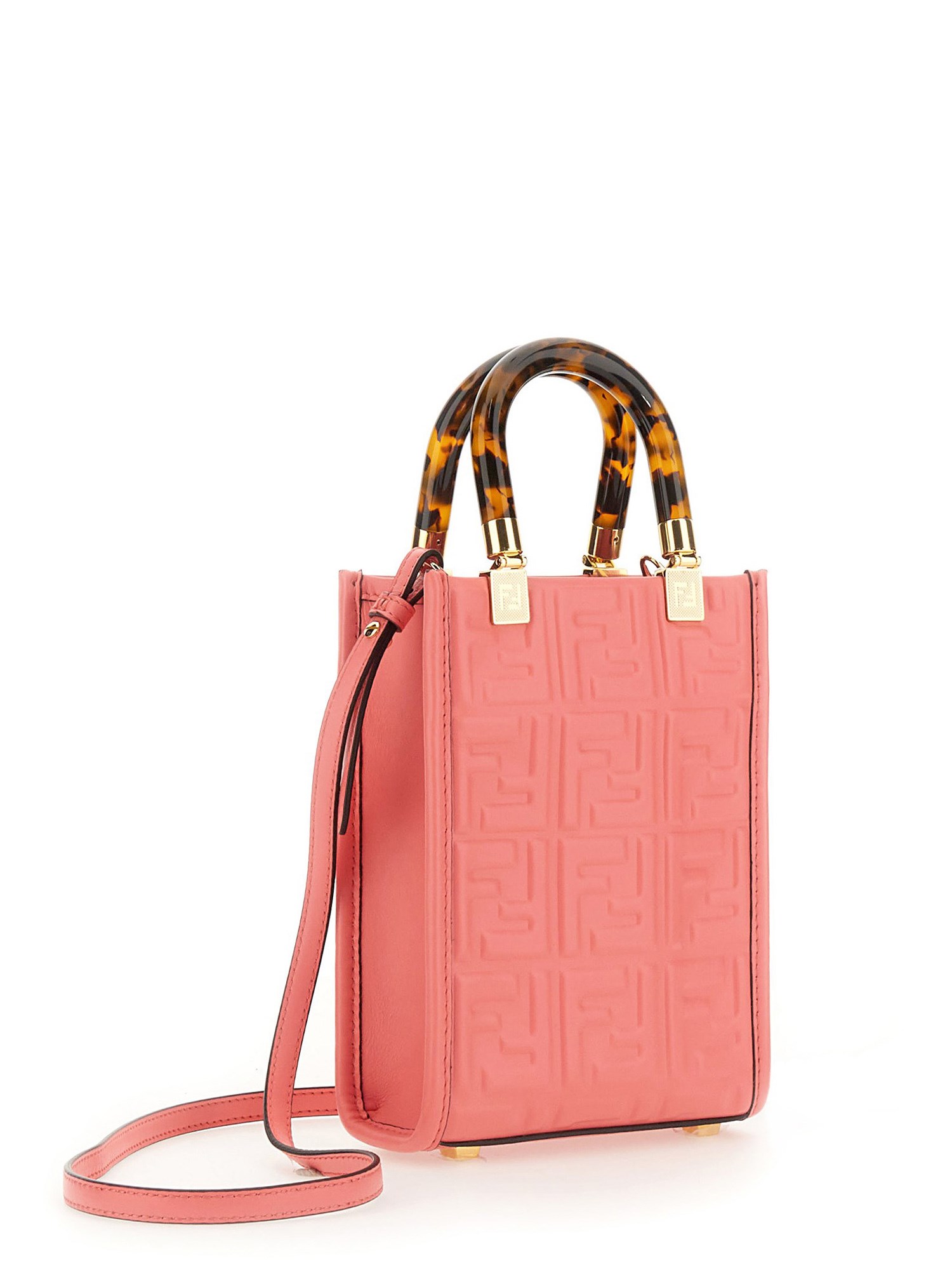 FENDI    MINI SUNSHINE LEATHER SHOPPER BAG