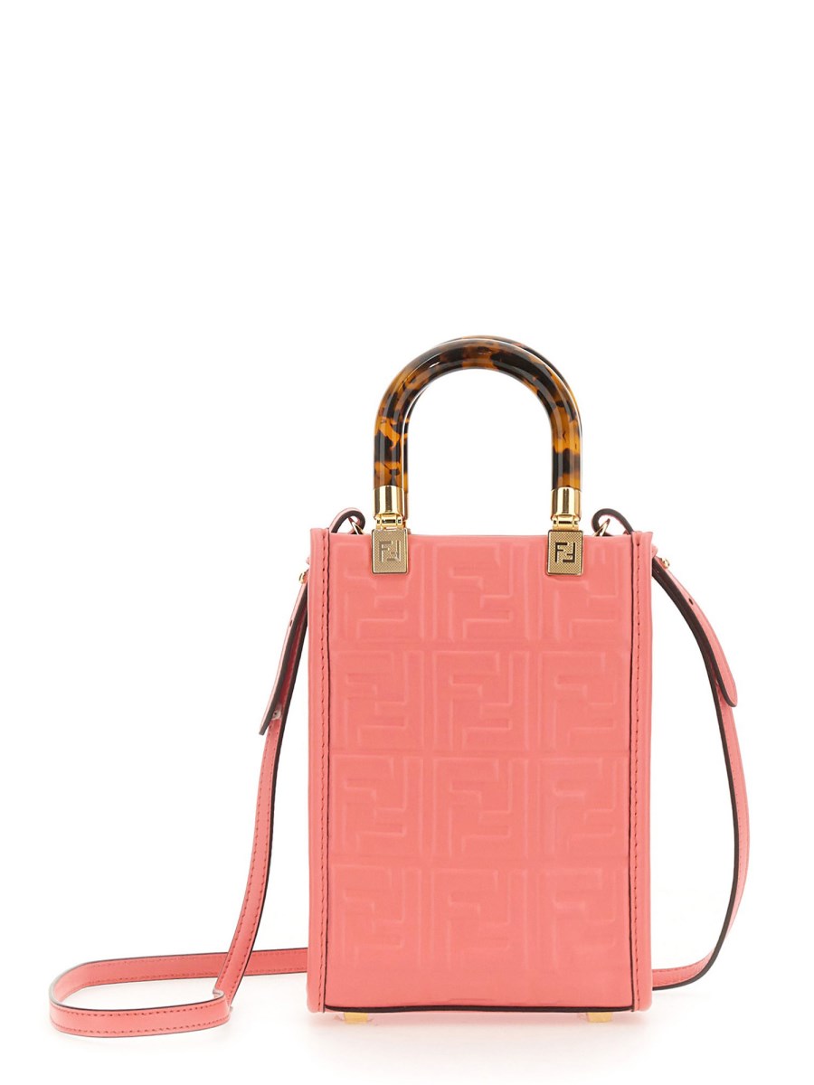 FENDI    MINI SUNSHINE LEATHER SHOPPER BAG