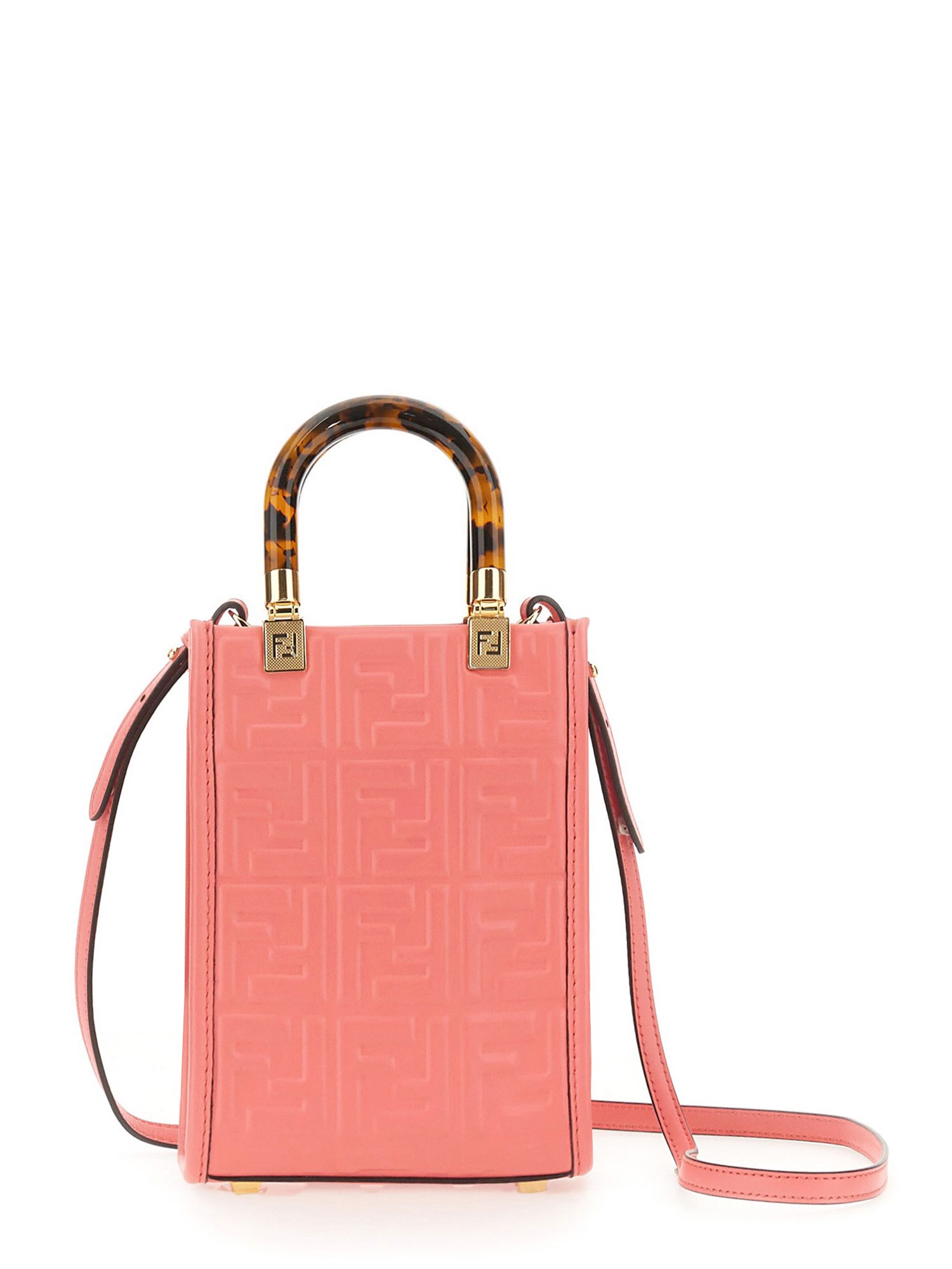 FENDI    MINI SUNSHINE LEATHER SHOPPER BAG