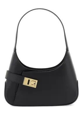 FERRAGAMO Chic Medium Black Leather Hobo Shoulder Bag for Women