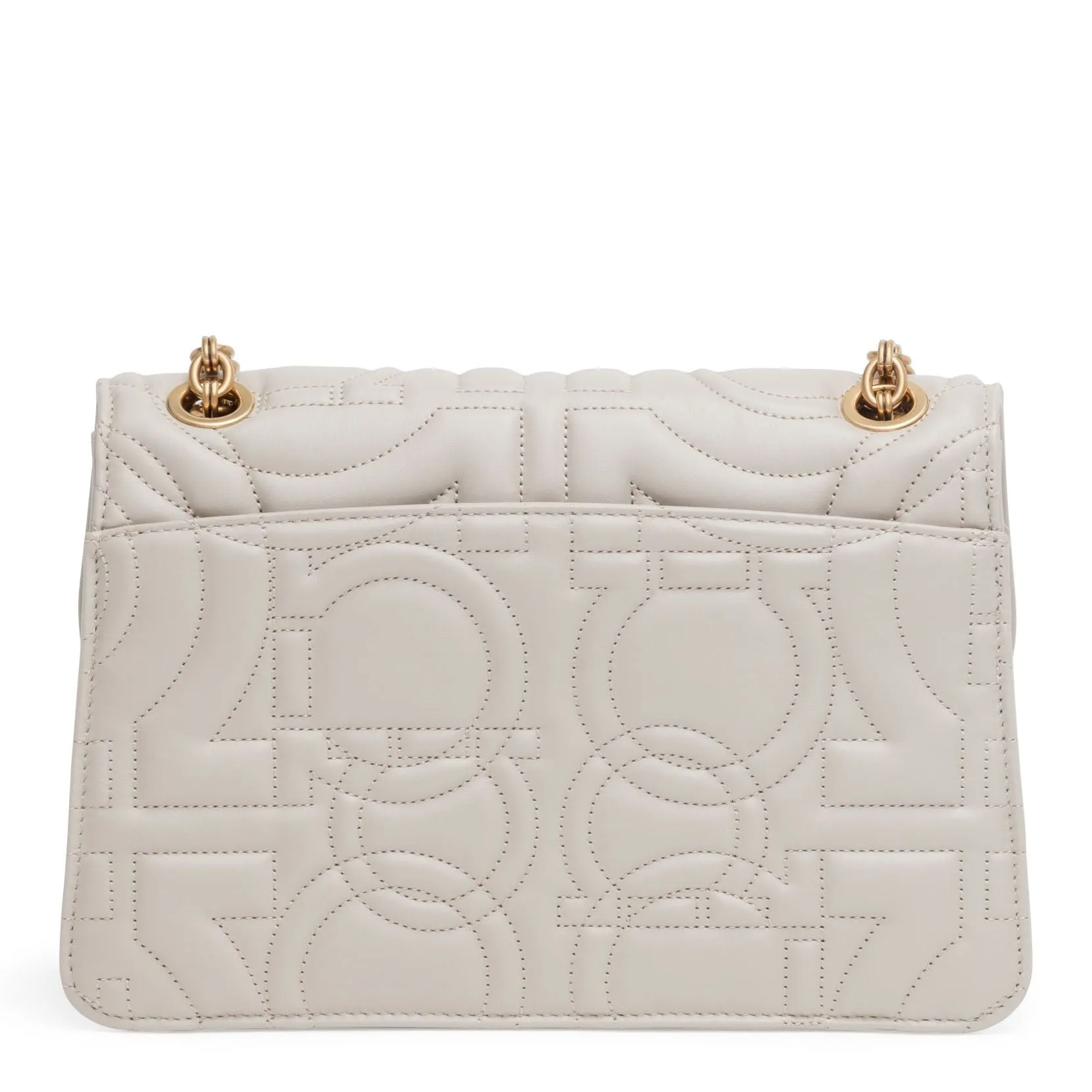 Ferragamo Gancino quilting light beige leather matelasse bag