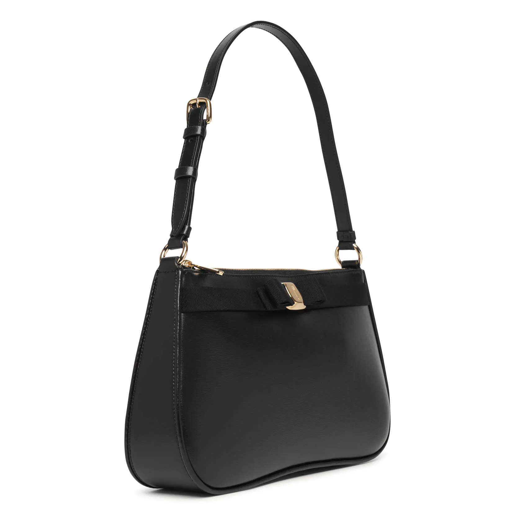 Ferragamo Vara grosgrain bow black leather bag