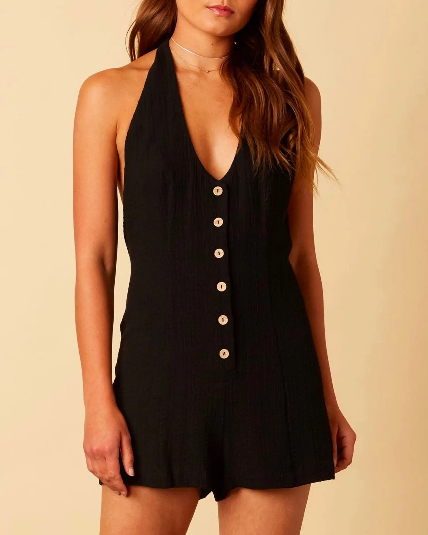 Final Sale - Cotton Candy - Fairgrounds Linen Romper in Black