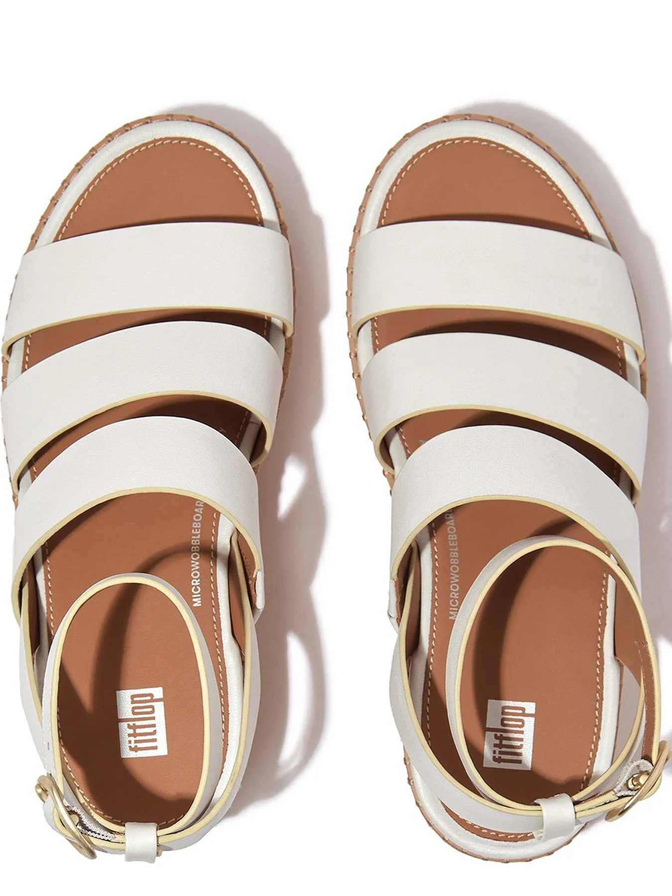 FitFlop Eloise Leather/cork Strappy Wedge Sandals - Urban White