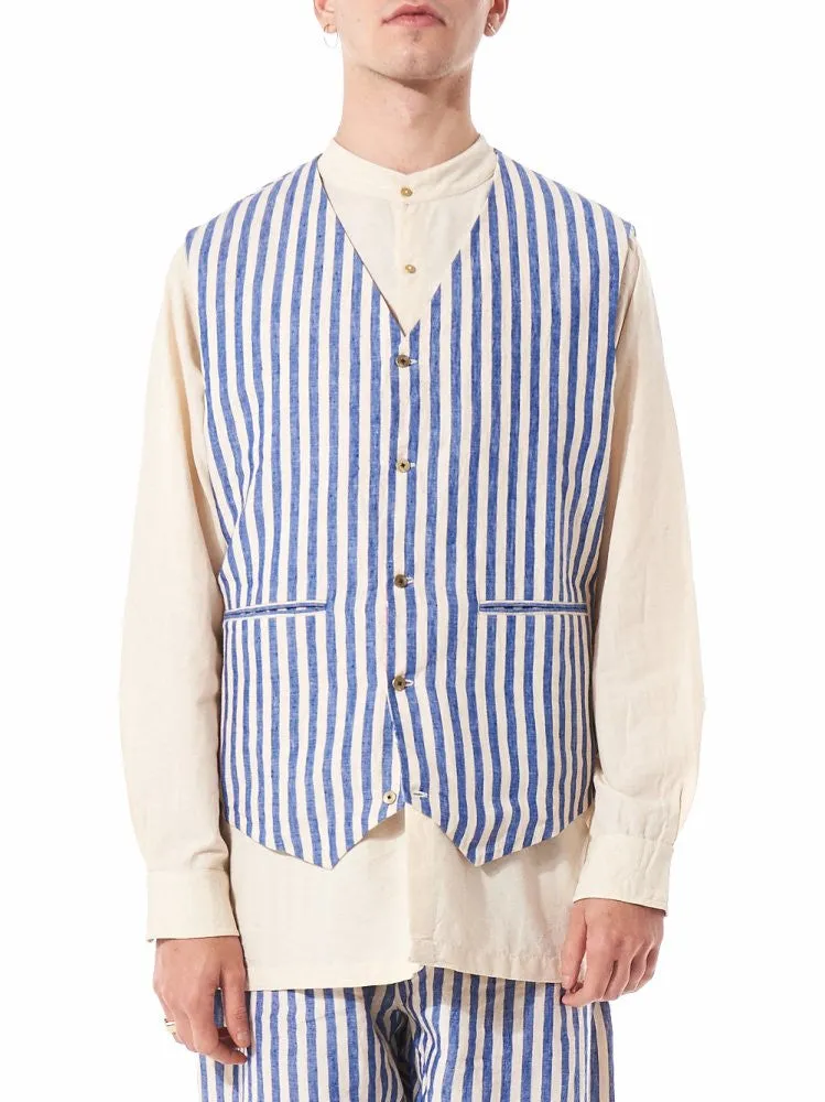 Fitted Pinstriped Waistcoat (PF MPJ WC02 BLUE STRIPES)