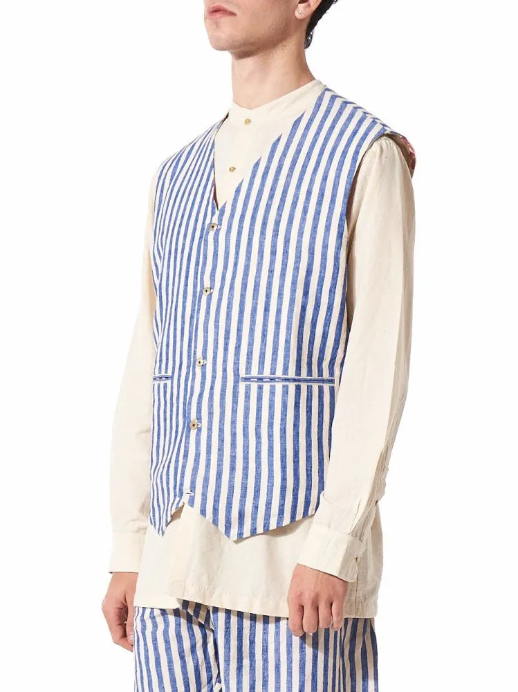 Fitted Pinstriped Waistcoat (PF MPJ WC02 BLUE STRIPES)