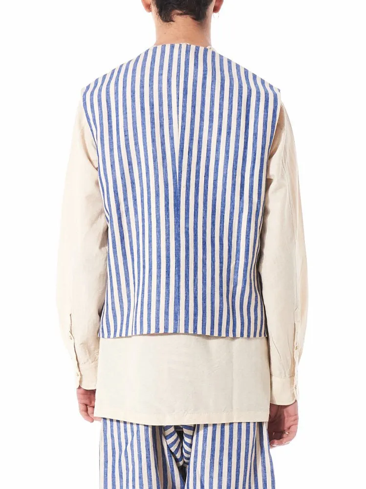 Fitted Pinstriped Waistcoat (PF MPJ WC02 BLUE STRIPES)