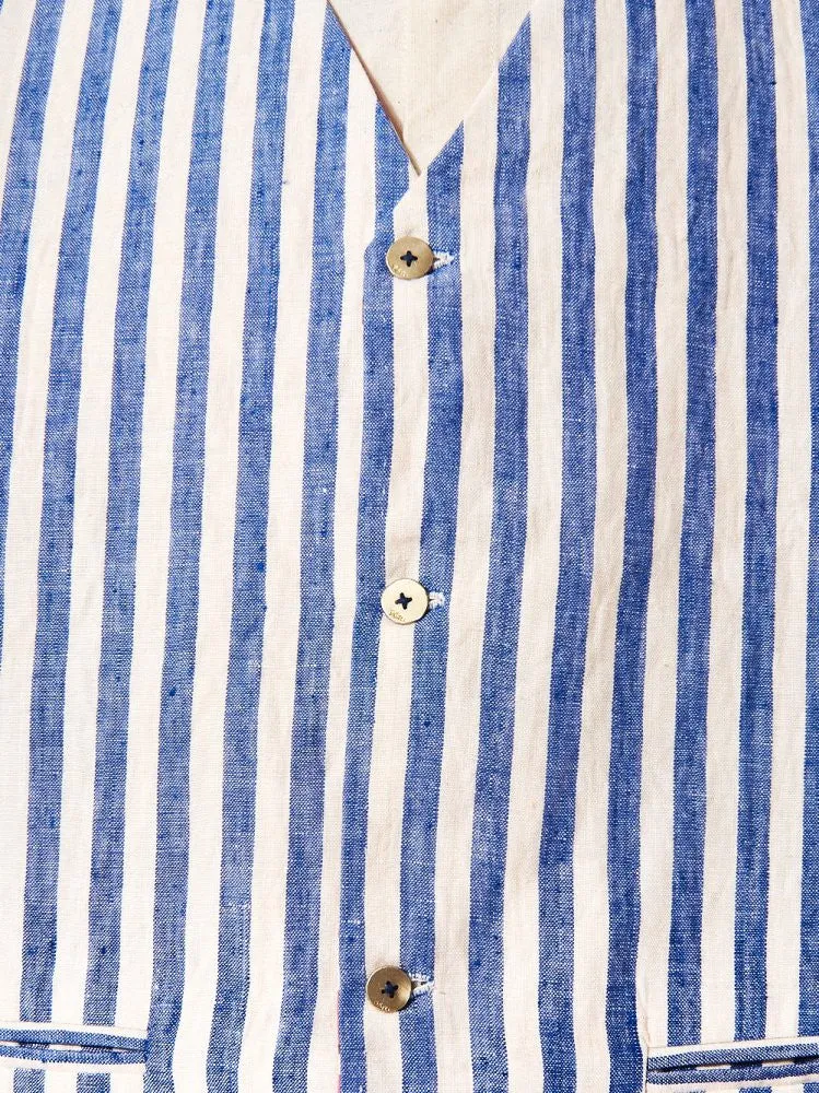 Fitted Pinstriped Waistcoat (PF MPJ WC02 BLUE STRIPES)