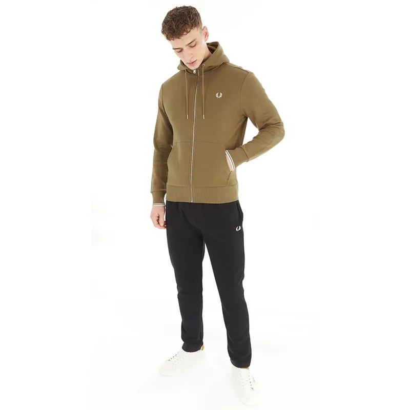 Fred Perry Mens Zip Through Hoodie Shaded Stone