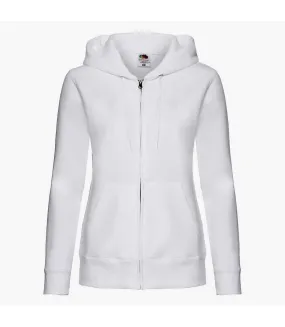 Fruit Of The Loom Ladies Lady-Fit Hooded Sweatshirt Jacket (White) - UTBC1372