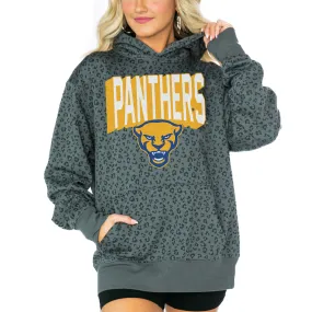 Gameday Couture  Pitt Panthers Women's Black Running Wild Leopard Print Pullover Hoodie