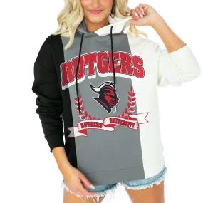 Gameday Couture  Rutgers Scarlet Knights Women's Black Hall Of Fame Color Block Pullover Hoodie