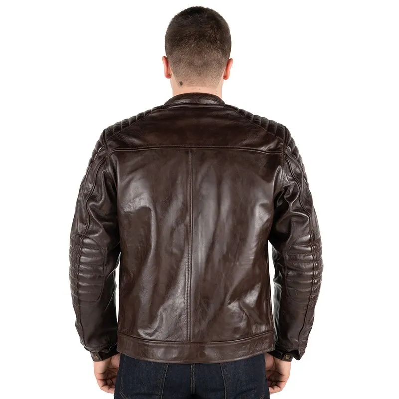 Genuine dark Cognac Men's Leather Biker Jacket