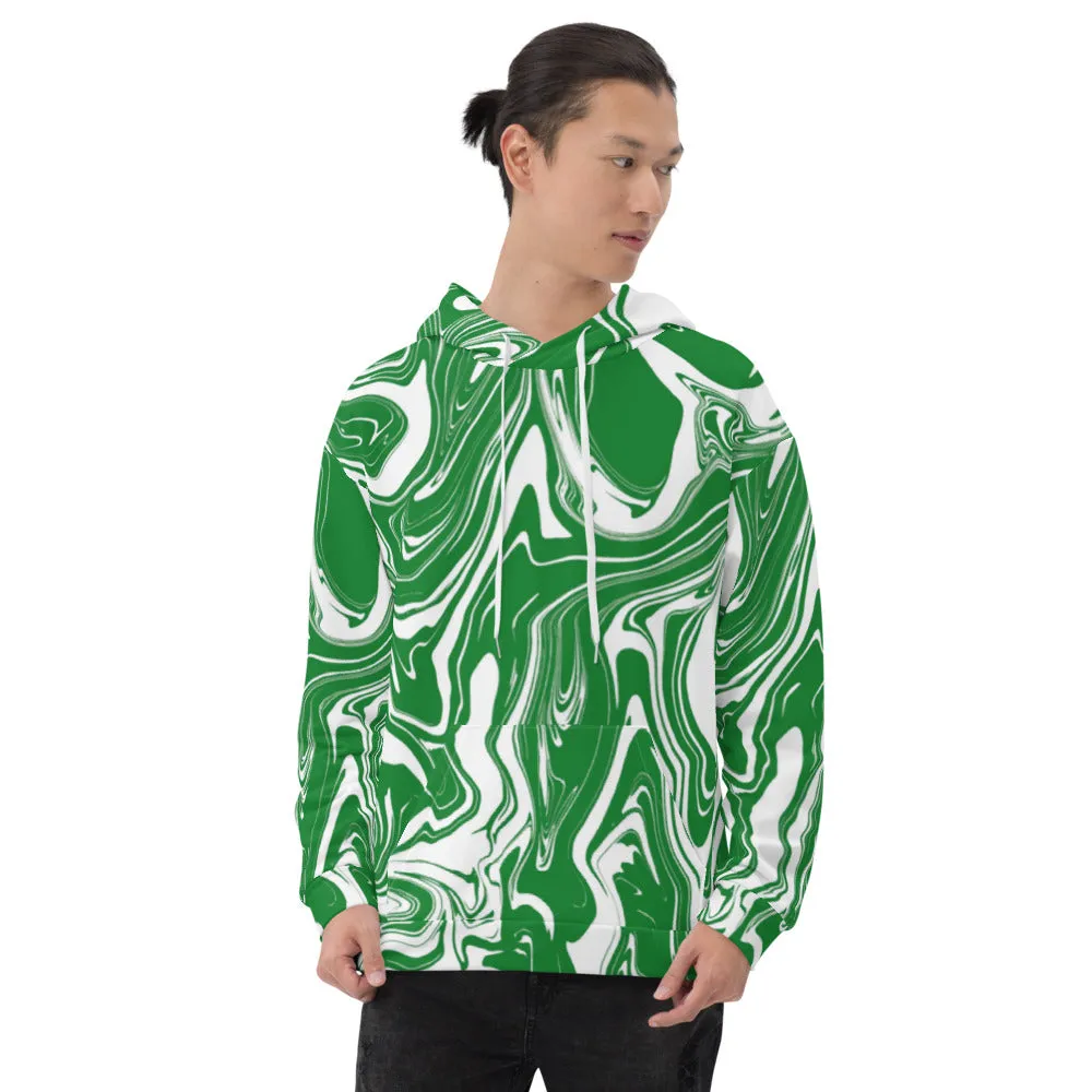 Green and White Oil Spill Pullover Hoodie