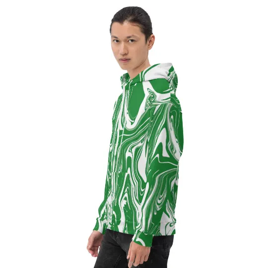 Green and White Oil Spill Pullover Hoodie