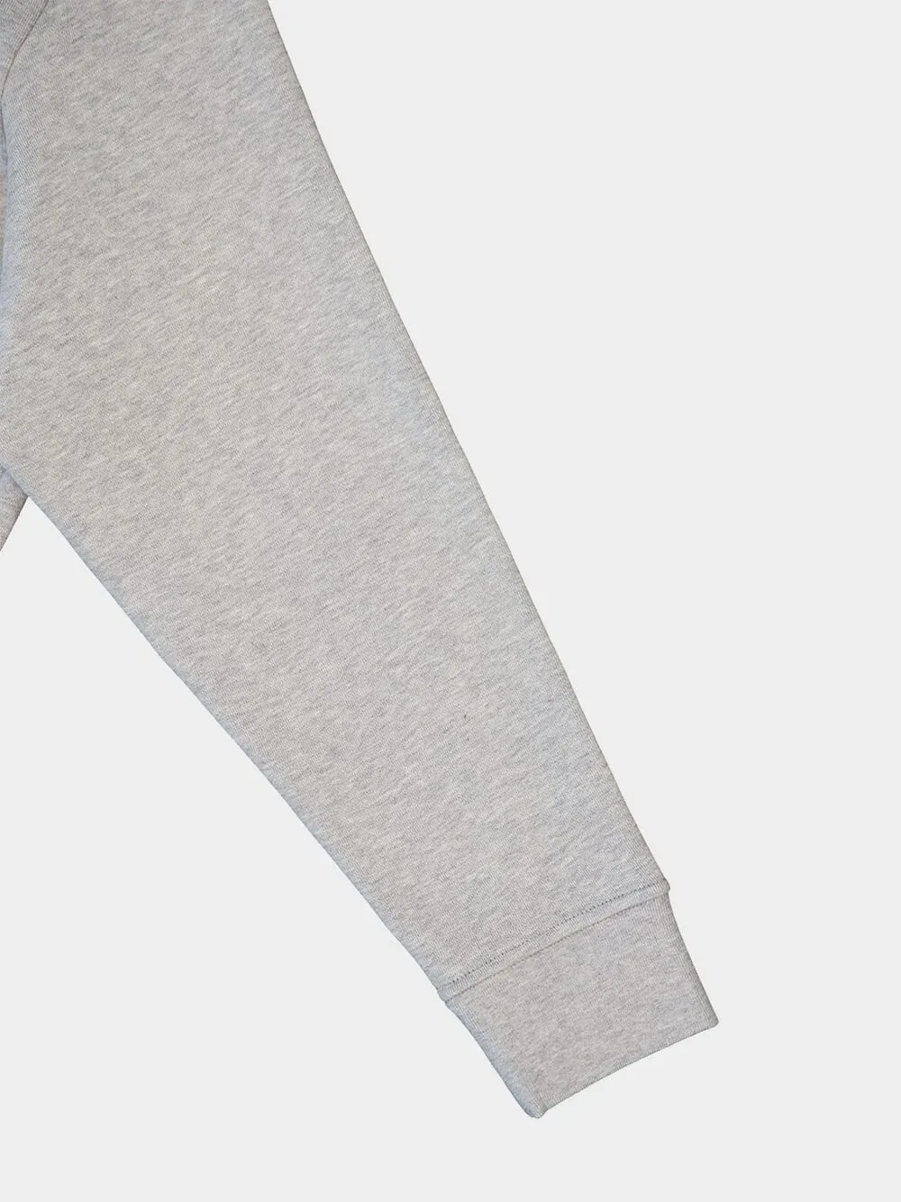 Grey Cotton Zip-Up Hooded Sweatshirt