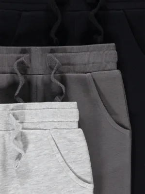 Grey Cuffed Plain Joggers 3 Pack | Kids | George at ASDA