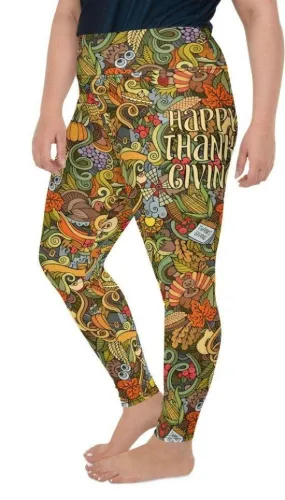 Happy Thanksgiving Plus Size Leggings