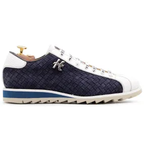 Harris Firenze 1913 Woven Suede Sneakers Blue