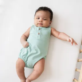 Henley Tank Bubble Romper in Wasabi