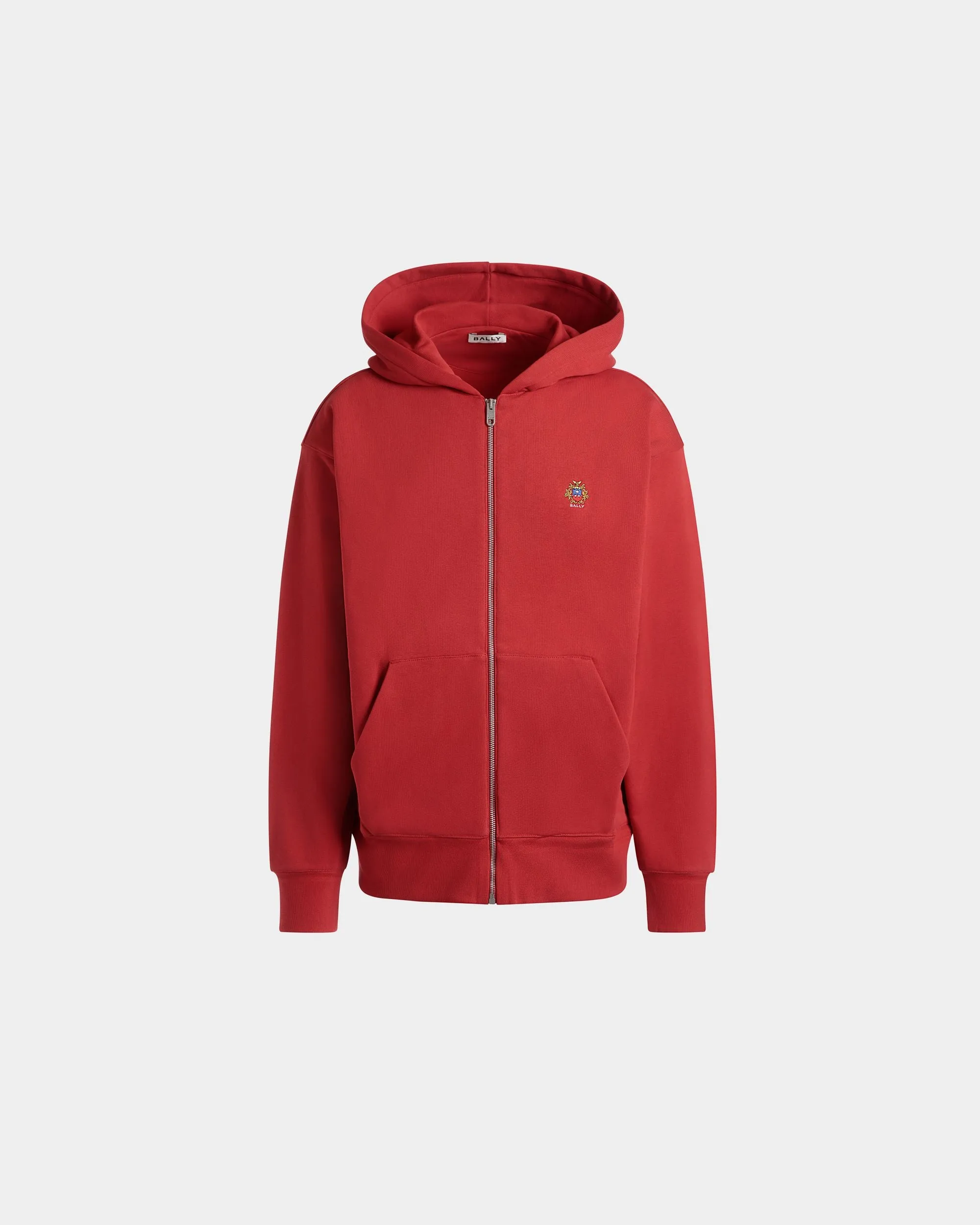 Hoodie With a Bally Crest Logo In Red Cotton 