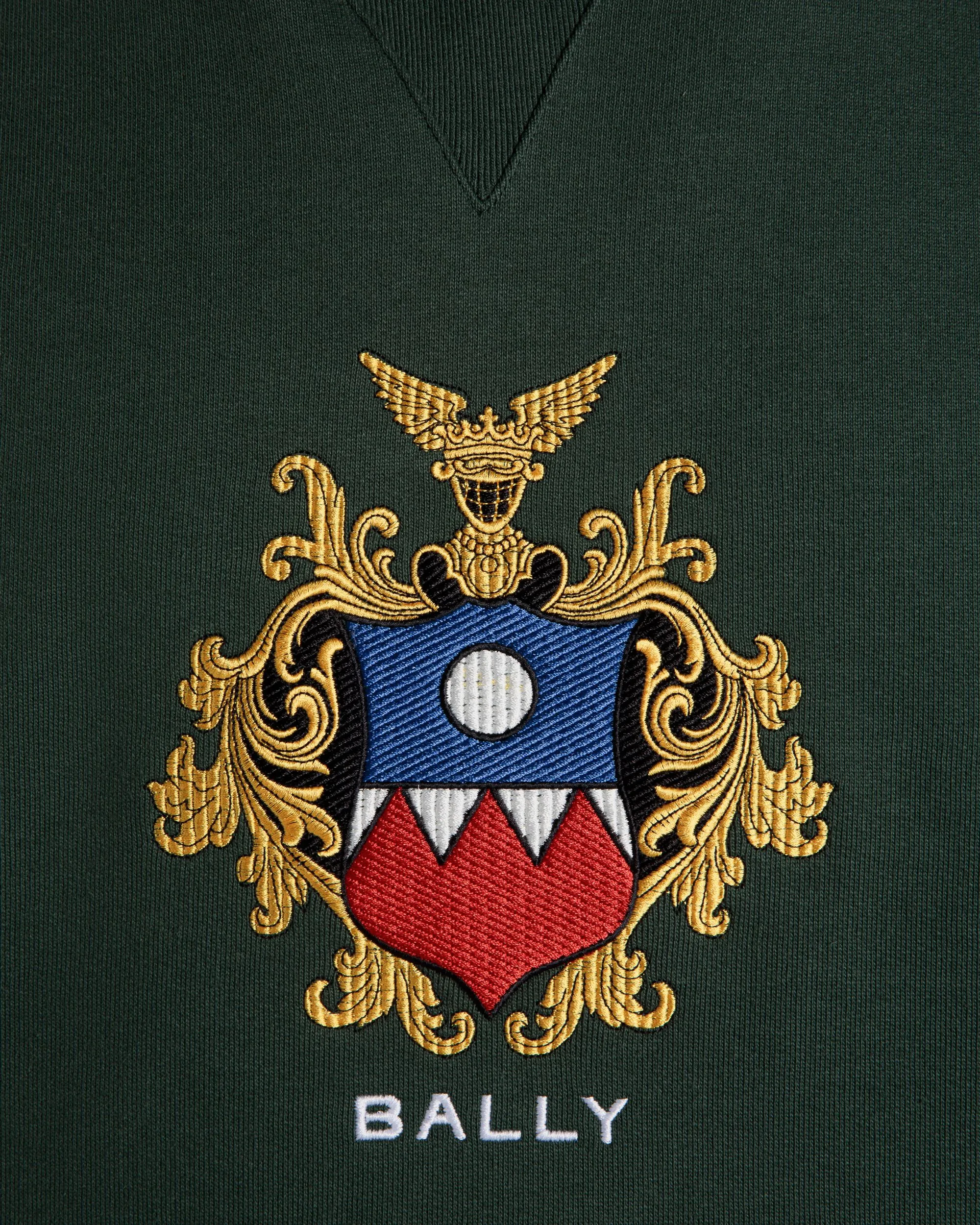 Hoodie With Bally Crest Logo In Bottle Green Cotton 